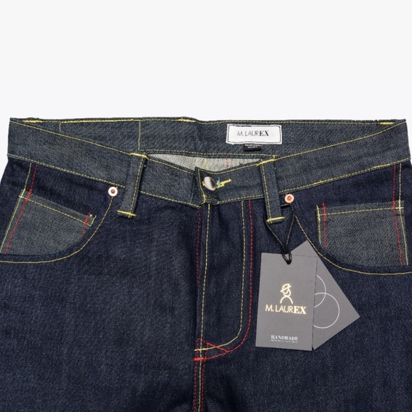 M. LAUREX HANDMADE TWO-TONE SELVEDGE DENIM JEANS - Picture 4 of 8